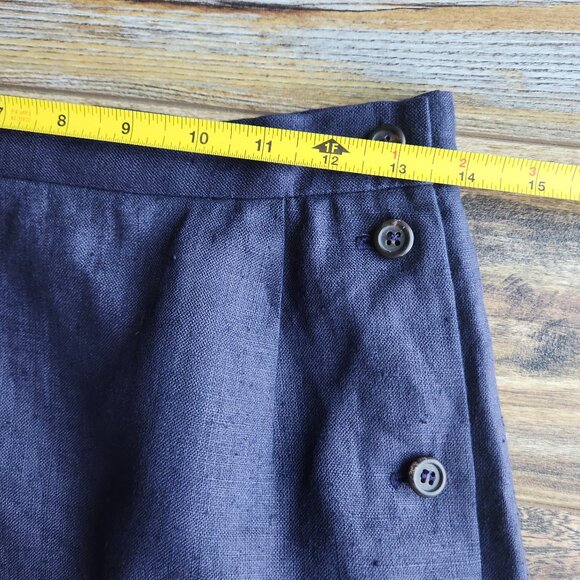 Vintage Ralph Lauren Blue Label USA Linen Side-Button Midi Pencil Skirt Blue - Picture 10 of 12